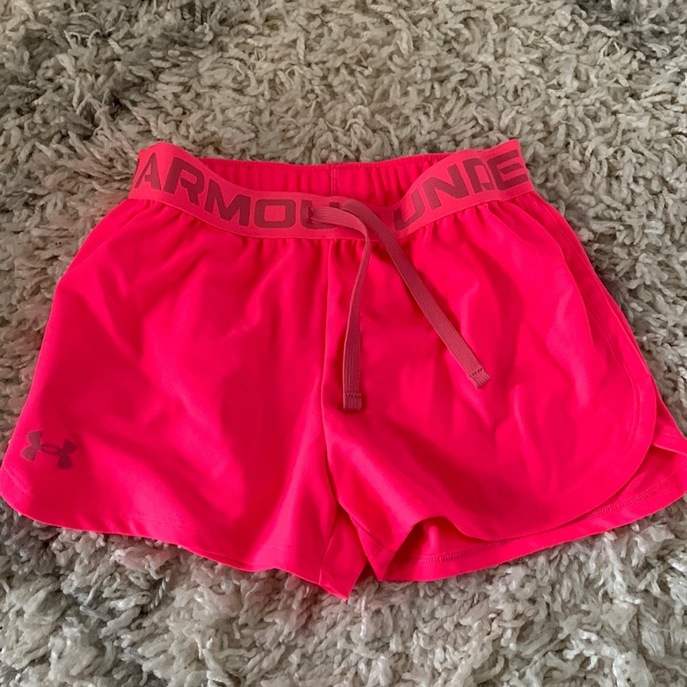 Hot pink under armour shorts